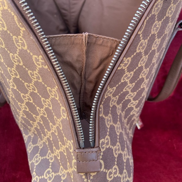 EUC Authentic Gucci Brown Monogram Dome Canvas & Leather Satchel Bag - Picture 8 of 16